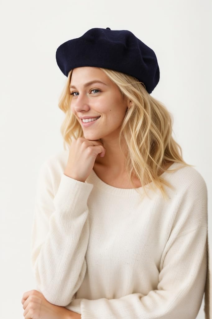 EGANO Women's ​​Beret Hats​​ - French Wool Blend Winter Cap, 70% Wool All-Season Soft ​​Beret Hats for Women​​ (Multi-Color)​ - Image 4